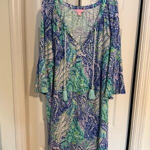 Lilly Pulitzer Blue and Green Leaf Print dress